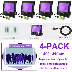 4-Pack LED Ultraviolet Black Light 100W UV-A Music Stage Halloween Meanwhile DJ - Picture 1 of 6