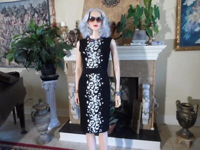 Giambattista Valli Black & White Knit Sheath Dress Size US XS - Image 1 of 4