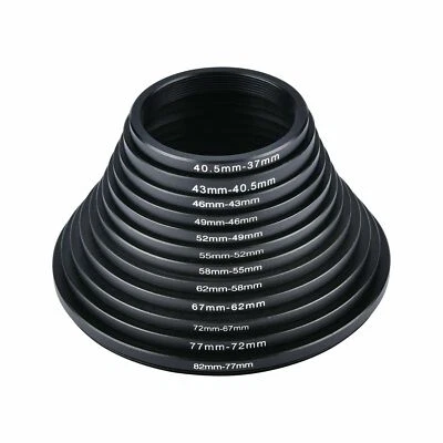 12pcs 82mm to 77 72 67 62 58 55 52 49 43 37mm Step Down Filter Ring Adapter KIT - Image 1 of 4