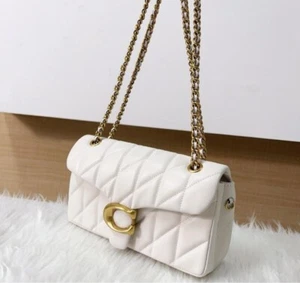 COACH Tabby 26 Quilted Leather Shoulder Bag White Gold CP150 NEW Outlet - Picture 1 of 8