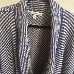 Xl Blue Wool Cashmere Wrap Southern Tied Pocket Oversized Sweater Nautical - Picture 1 of 8