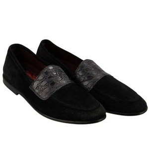 DOLCE & GABBANA Caiman Leather Shoes Loafer Moccasins KING CITY Black 42 UK 8 US - Picture 1 of 7