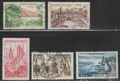 France 1957 SC# 850 - 856 - Five different stamps - Used - Lot # 119 - Image 1 of 2