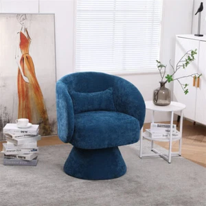 360° Swivel Barrel Chairs Comfy Fabric Upholstered Accent Chair w/Pillow Teal - Picture 1 of 18