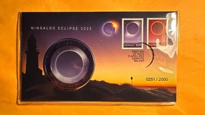 Australia 2023 Ningaloo Solar Eclipse Medallion First Day Cover Limited 2500 PNC - Imagen 1 de 2