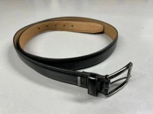 Dockers Belt Mens 40 Adjustable Black Leather Belt - Silver Toned Hardware - Picture 1 of 6