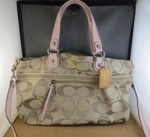 Vintage COACH Classic Logo Pink Leather Shoulder Hand Bag Purse No L1173-18984 - Picture 1 of 23