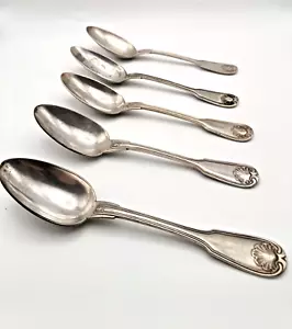 VINTAGE LOT of (5) FRENCH CHRISTOFLE VENDOME DINNER SPOONS SILVER PLATED c1960 - Picture 1 of 7