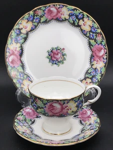 Paragon Gingham Rose Double Warrant Trio Dessert Plate Cup & Saucer 3 PC Set - Picture 1 of 18