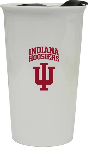 Indiana Hoosiers Double Walled Ceramic Tumbler Set-NCAA Travel Mug 2pk Cover