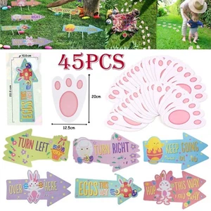 45 PIEZAS Huevos de Pascua Caza Flechas Letreros Conejo Pies Huella Jardín Juego Decoración - Imagen 1 de 13