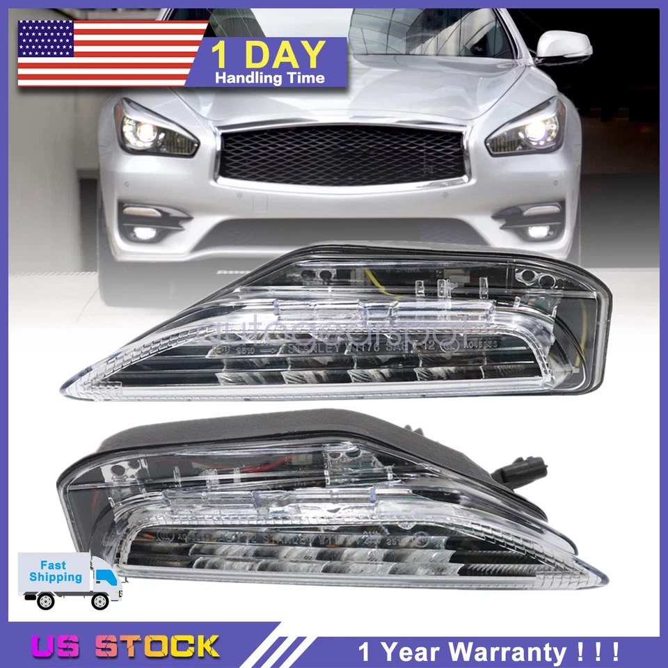 2Pc For INFINITI Q70 Q70L 2015 2016 2017 2018 2019 Front Turn Signal Fog Light - Image 1 of 4