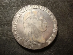 Bonita moneda KM-215 1798 VF XF Italia NÁPOLES SICILIA PLATA 120 GRANA (ESCUDO) - Imagen 1 de 2