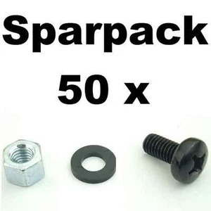 50 Sets Rackschrauben M6 x 12 + Unterlegscheibe flach + Sechskant Rackmutter AH - Picture 1 of 4