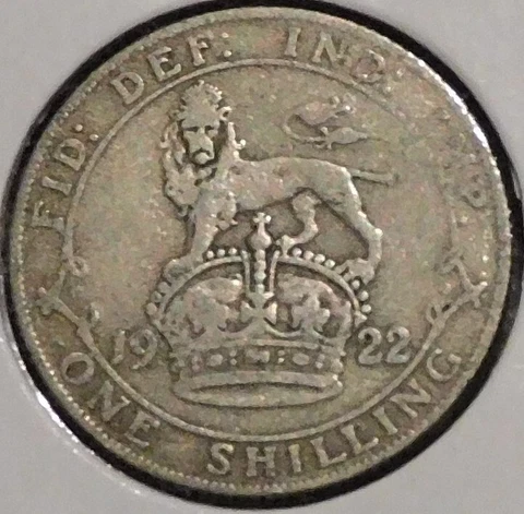 British Silver Shilling - 1922 - King George V Cover