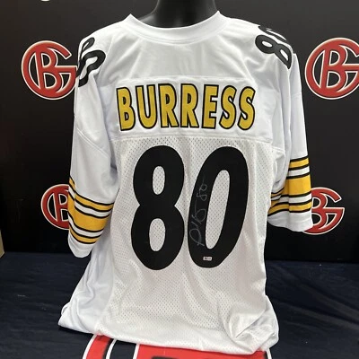 Plaxico Burress Signed White Pittsburgh Steelers Jersey Autographed Steiner - Image 1 of 3