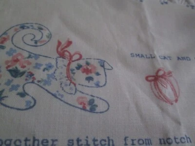 Craft Panel Stuffed Cats Kittens Balls Pink Rose Chintz Blue Floral SophistiCats - Image 1 of 4