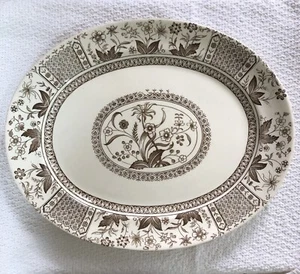 Sampson Hancock (S.H.) Norman Transferware Platter English Victorian, 18” Brown - Picture 1 of 13