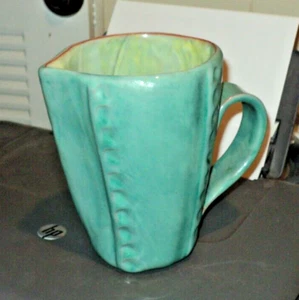 WOOD STUDIO Pottery Pitcher: Blue Green Piece: 6 1/4" Tall 4" x 5" Spout 3" Base - Picture 1 of 8