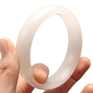 EPIC JADE - eleganter natürlicher weißer Jade Armreif Armband - 60 mm - Bild 1 von 5