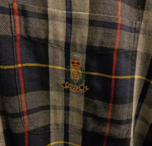 Camisa De Colección Ralph Lauren Chaps Azul Marino Negro Cuadros Franela Ligera Cresta Logo Hombres M 42" - Imagen 1 de 7