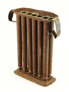 = Antique 19th Century Tin Candle Mold w. Double Handles, 2 x 6 for 12 Candles - Picture 1 of 9