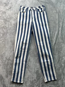 Hollister Womens Sz 3L Blue Jeans Ultra High Rise Mom Jean Striped Stretch Pants - Picture 1 of 11
