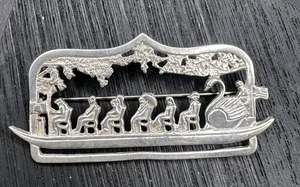 Vintage H & H Swan Boat Ride Figural Pin Brooch American Flag - Picture 1 of 6