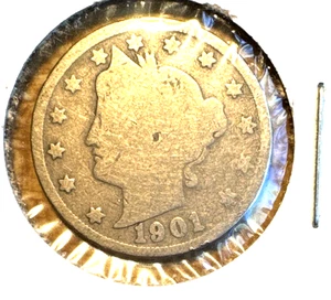 1901 Testa Liberty V nichel G - Foto 1 di 2