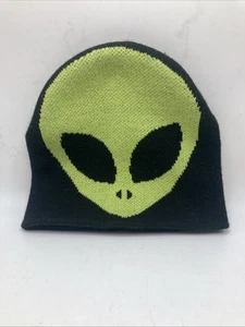 Youth Alien Beanie Winter Hat Black Green Boys Knit. NWOT - Picture 1 of 4
