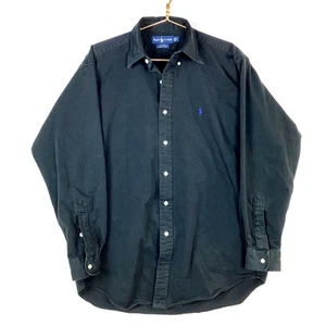 Vintage Polo Ralph Lauren Blake Shirt Size Medium Black Long Sleeve Button Up - Picture 1 of 3