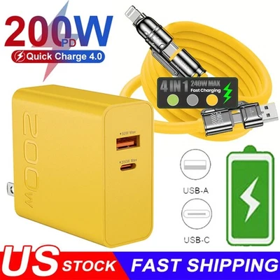 200W Supe Fast Charging USB Type C Wall Charger For Samsung iPhone Android Phone - Image 1 of 4