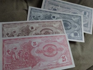 Macedonia Juego de 4 Billetes Denar Macedonio Billetes de Papel DINERO MONEDA mundo - Imagen 1 de 8