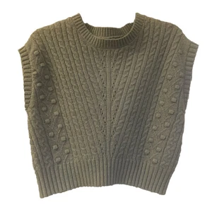 Sinceramente Jules Mediano Cable Tejido Suéter Chaleco Recortado Academia Sage - Imagen 1 de 6