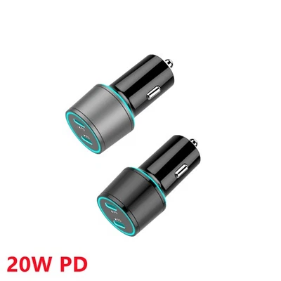 2 Ports Phone USB-C Fast Car Charger Cigarette Lighter Double PD Adapter Socket - Image 1 of 4