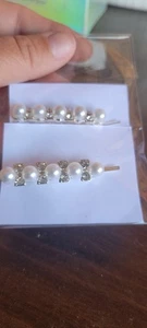 Coppia Fermagli Capelli Finta Perla Strass Bobby Pin Accessori Capelli Glam - Foto 1 di 4