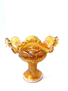 IMPERIAL GLASS TWO-PIECE FRUIT BOWL CARNIVAL GLASS MARIGOLD - Picture 1 of 5