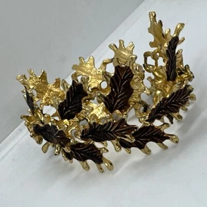 LOVELY 60’s Statement Bracelet Gold Toned Metal in the Form Of Leaves RARE! - Picture 1 of 13