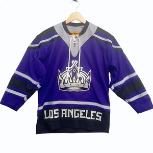 VTG CCM Los Angeles Kings Purple Black NHL Jersey Lace-Up Youth L/XL Koho New - Picture 1 of 12