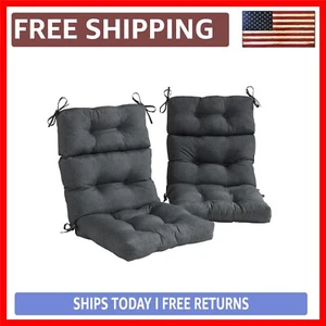 Plush and Water-Resistant Outdoor Chair Cushions 44x22 - Set of 2 Graphite - Picture 1 of 10