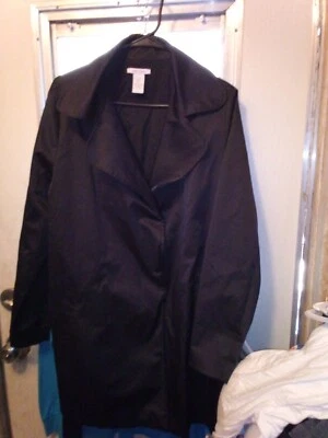 Chaqueta de vestir Joan Vass talla 2 cierre magnético con cinturón negro satinado Foto 1 de 2