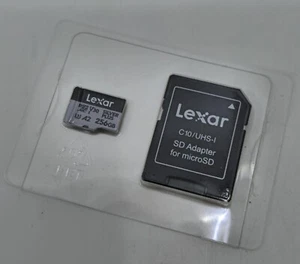 Lexar 256GB micro SDXC Silver Plus UHS-1 V30 R205/W100MB/s + SD Adapter - Picture 1 of 4