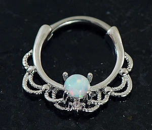 1 Stück Lacey Weiß Opal Nase Septum Clicker Daith Ohr Knorpel Piercing 16G - Bild 1 von 4