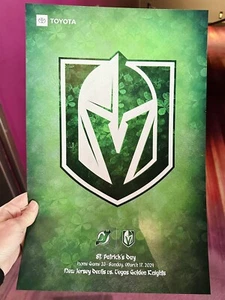 ST PATRICKS DAY VEGAS GOLDEN KNIGHTS GREEN LUCKY POSTER 3/17/24 NEW JERSEY - Picture 1 of 1