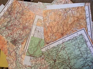 Ephemera Working Lot, C.25 Pieces, Theme: Pieces Maps - Arts Crafts Scrap - Picture 1 of 1