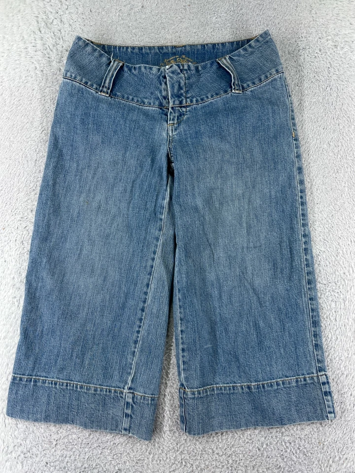 Pantalones American Rag Cie para mujer 3 azules denim capri pierna ancha mezcla de algodón elásticos Foto 1 de 4