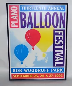 Rare Plano Balloon Festival 1992 13th Year Anniversary Framed 18"x 24" Poster. - Picture 1 of 10