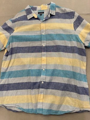 Club Room Button Up Shirt Men's XXL Linen Pastel Summer Stripe Trendy Collared - Image 1 of 4