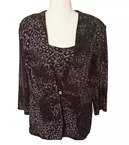 LauraK Size 16 Black Silver Glitter Camisole and Cardigan 2 Piece Set - Picture 1 of 6