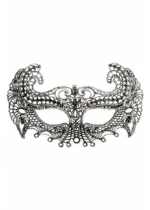SILVER Filigree Venetian Masquerade Mask Prom Halloween LACE Fabric Hen Do Ball - Picture 1 of 2